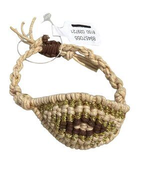 Free People Macrame Natural & Gold Adjustable Bracelet New